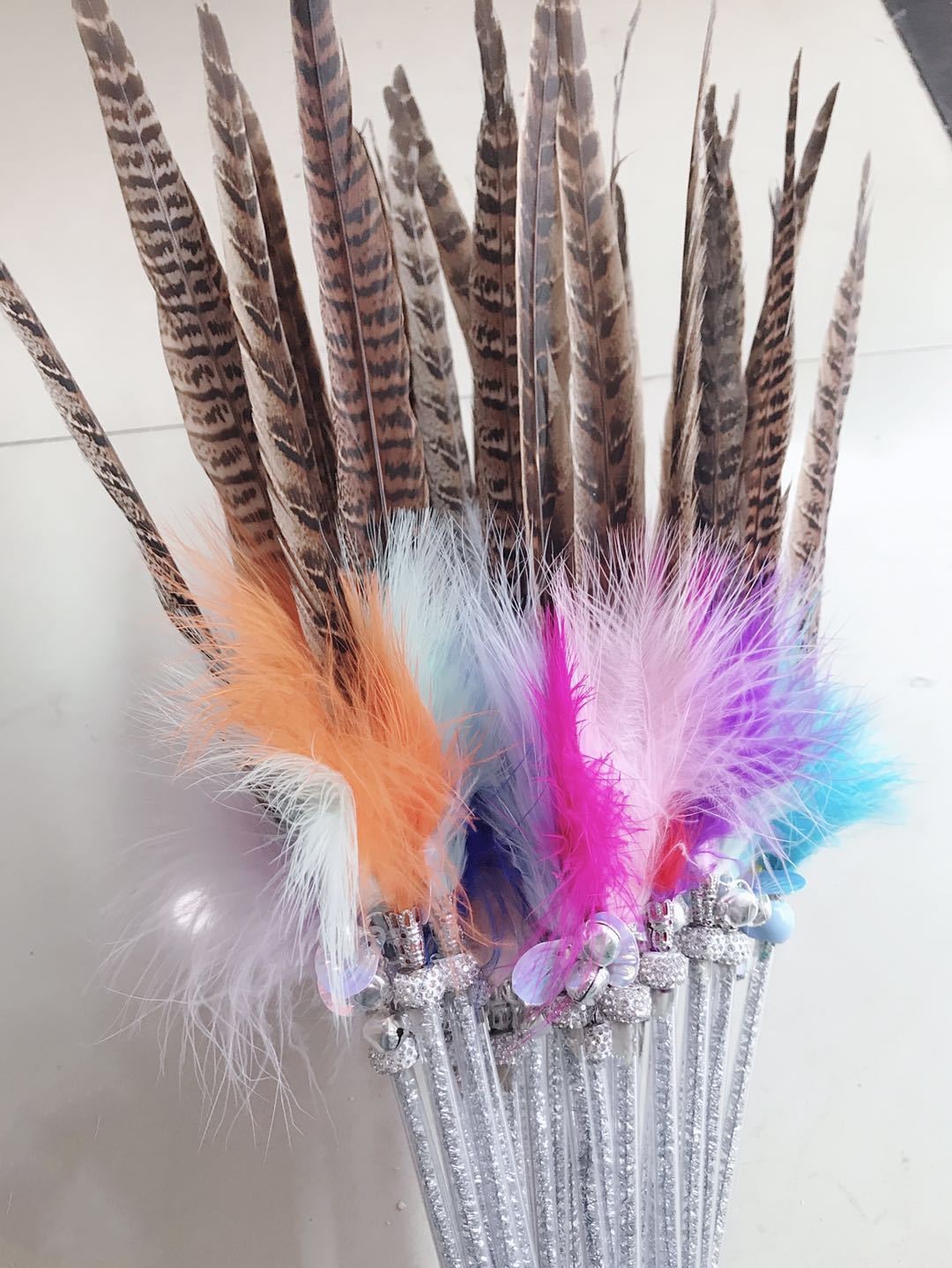 Handcrafted Cat Teaser Wand with Feathers