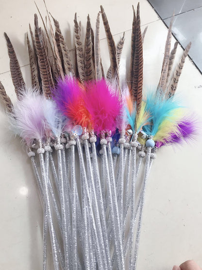 Handcrafted Cat Teaser Wand with Feathers