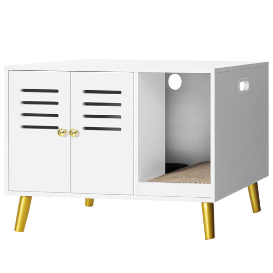 Chic Cat Litter Cabinet with Double Mats