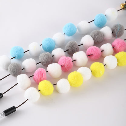 Colorful Cat Teaser Wand with Pom Poms