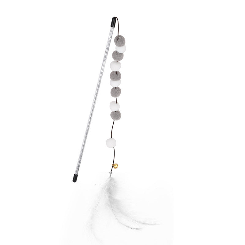 Colorful Cat Teaser Wand with Pom Poms