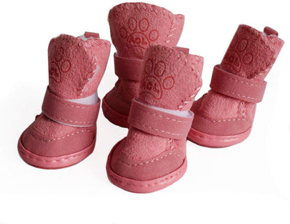 Warm Skidproof Sneakers for Small Dog (L Pink)