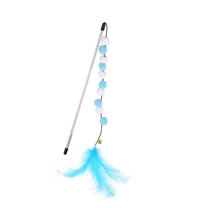 Colorful Cat Teaser Wand with Pom Poms