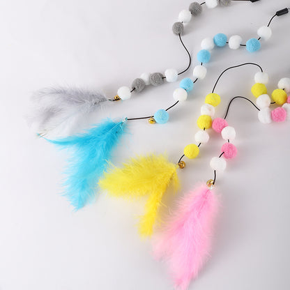 Colorful Cat Teaser Wand with Pom Poms