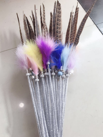 Handcrafted Cat Teaser Wand with Feathers