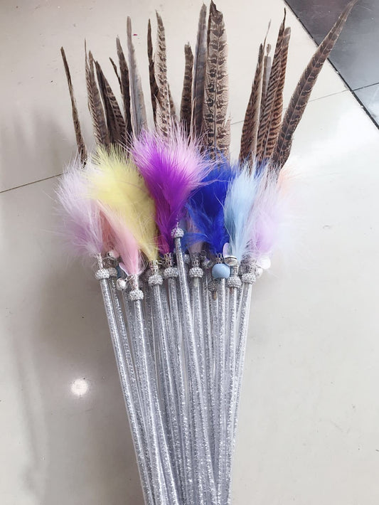 Handcrafted Cat Teaser Wand with Feathers