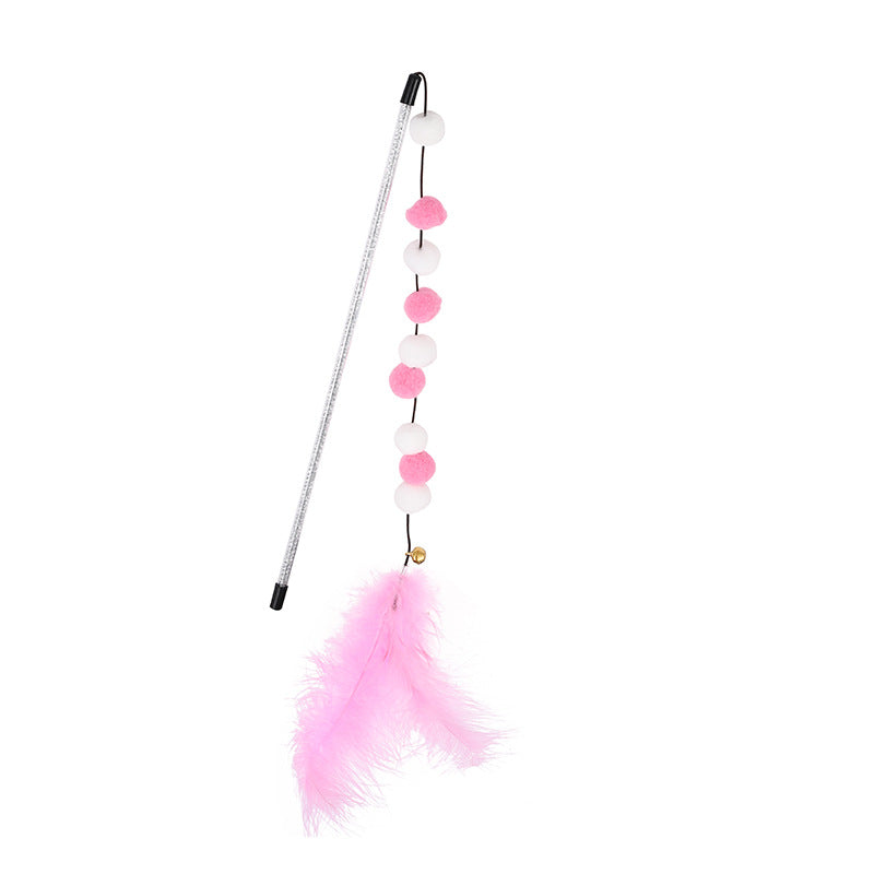 Colorful Cat Teaser Wand with Pom Poms
