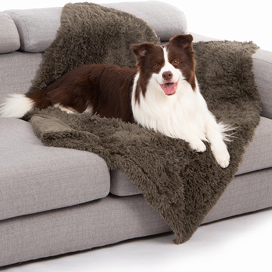 FurHaven Luxe Waterproof Pet Blanket - Soft Faux Fur Throw, Machine Washable, 40x50 Inch Stone