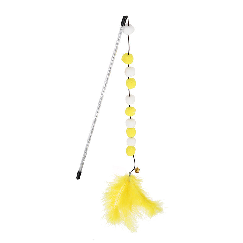 Colorful Cat Teaser Wand with Pom Poms