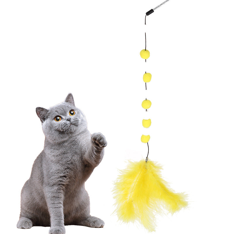 Colorful Cat Teaser Wand with Pom Poms
