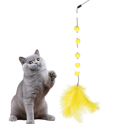 Colorful Cat Teaser Wand with Pom Poms
