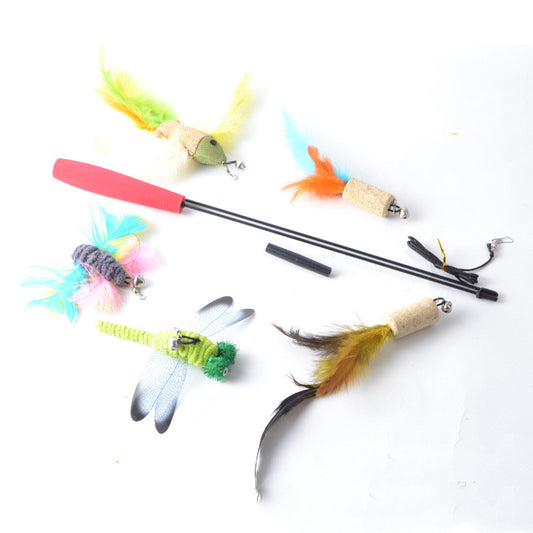Cat Teaser Wand with 5 Replaceable Heads