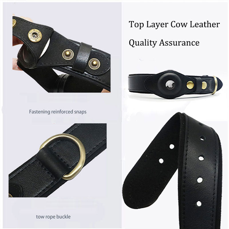 Anti-Lost Cat Collar with Locator Tracker for Pets: Genuine Leather