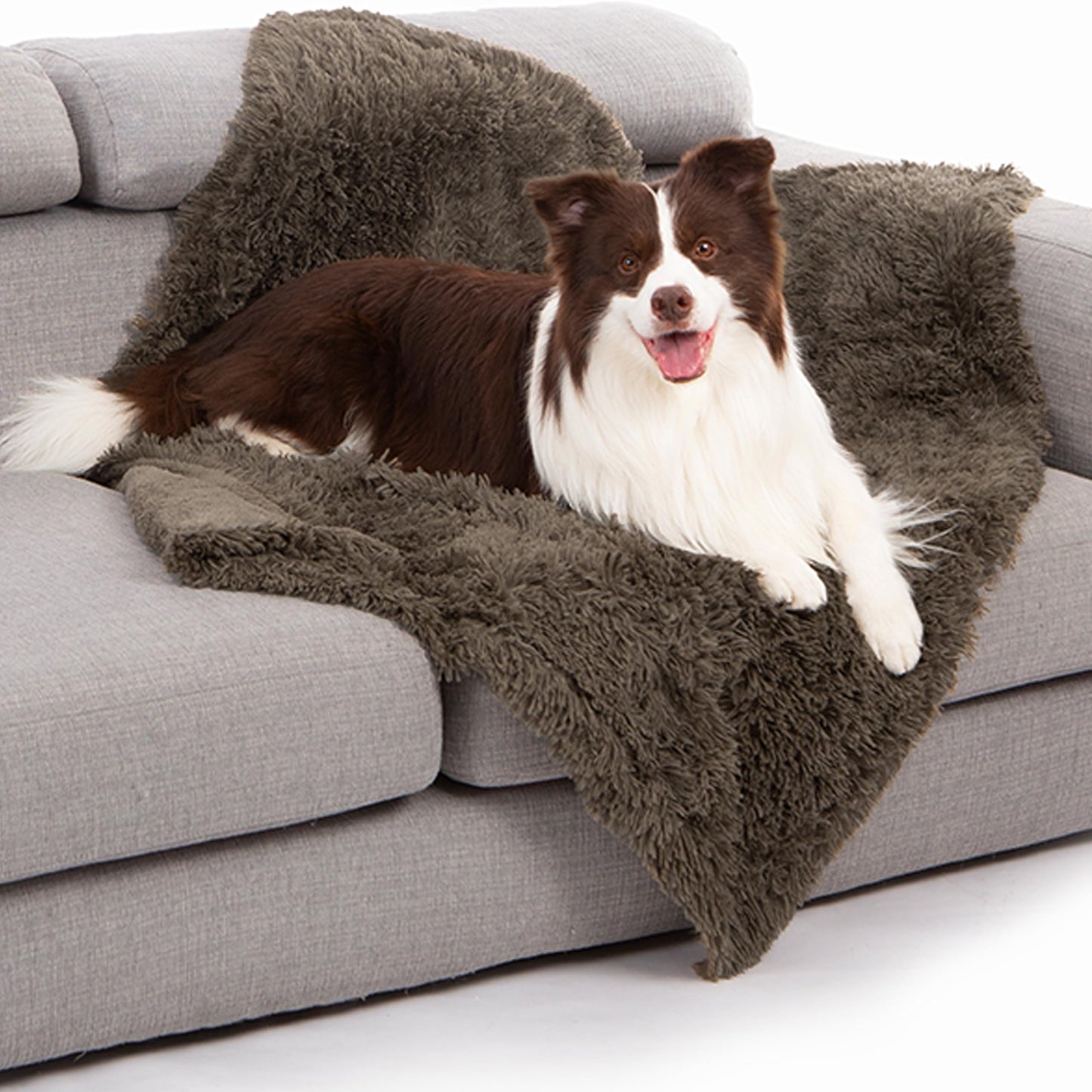 FurHaven Luxe Waterproof Pet Blanket - Soft Faux Fur Throw, Machine Washable, 40x50 Inch Stone