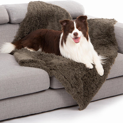 FurHaven Luxe Waterproof Pet Blanket - Soft Faux Fur Throw, Machine Washable, 40x50 Inch Stone