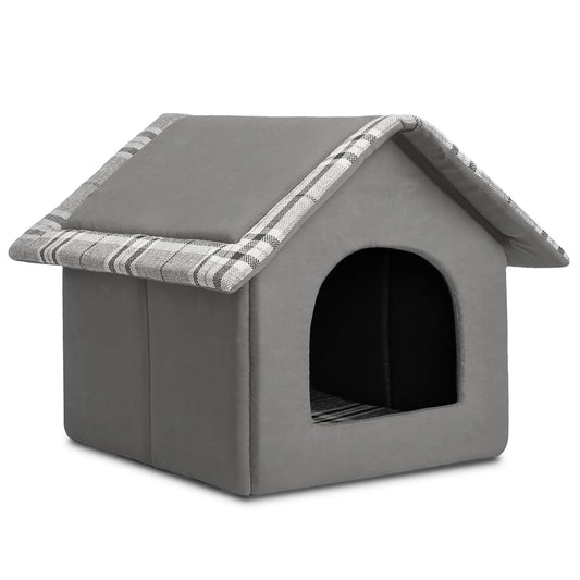 Snug Pet Cave Bed - Warm Nest for Cats & Small Dogs (Gray): by Hollypet